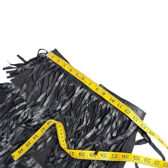 H&M Divided Faux Leather Fringe Mini Skirt, Moto,  Black, Size 6 - Picture 3 of 6